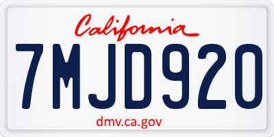 CA license plate 7MJD920