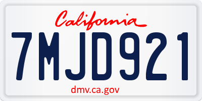CA license plate 7MJD921