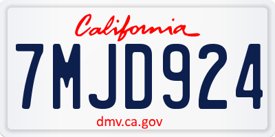 CA license plate 7MJD924
