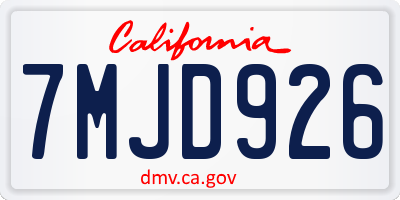 CA license plate 7MJD926