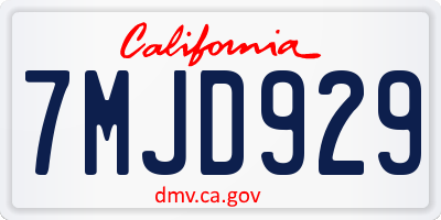 CA license plate 7MJD929