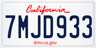 CA license plate 7MJD933
