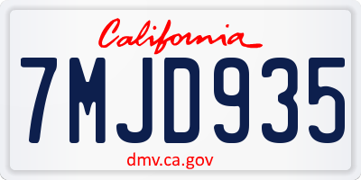 CA license plate 7MJD935