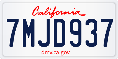 CA license plate 7MJD937