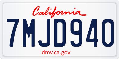 CA license plate 7MJD940