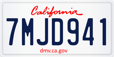 CA license plate 7MJD941