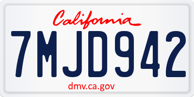 CA license plate 7MJD942