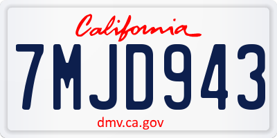 CA license plate 7MJD943