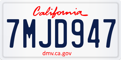 CA license plate 7MJD947