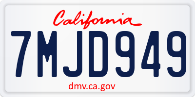 CA license plate 7MJD949
