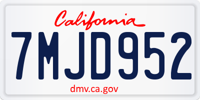 CA license plate 7MJD952