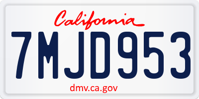 CA license plate 7MJD953