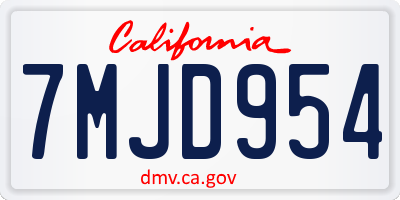CA license plate 7MJD954