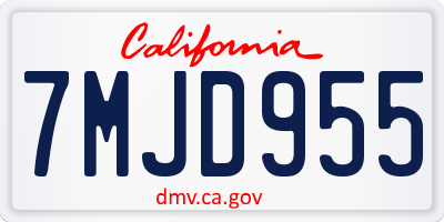 CA license plate 7MJD955
