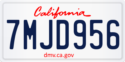 CA license plate 7MJD956