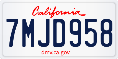 CA license plate 7MJD958