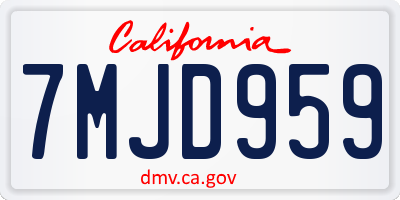 CA license plate 7MJD959