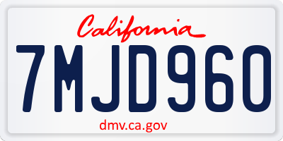 CA license plate 7MJD960