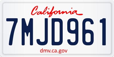 CA license plate 7MJD961