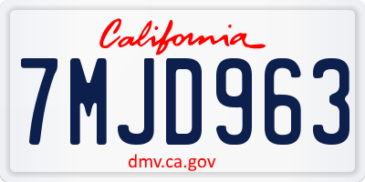 CA license plate 7MJD963