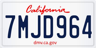 CA license plate 7MJD964