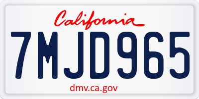 CA license plate 7MJD965