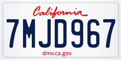 CA license plate 7MJD967