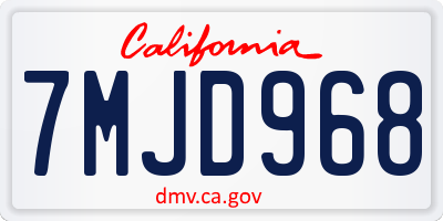 CA license plate 7MJD968