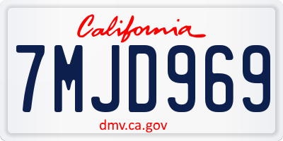 CA license plate 7MJD969