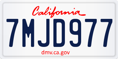 CA license plate 7MJD977