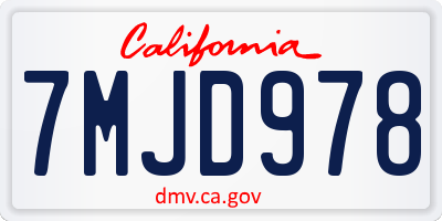 CA license plate 7MJD978