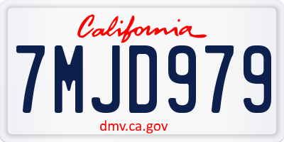 CA license plate 7MJD979