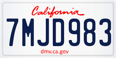 CA license plate 7MJD983