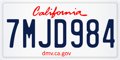 CA license plate 7MJD984