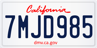 CA license plate 7MJD985
