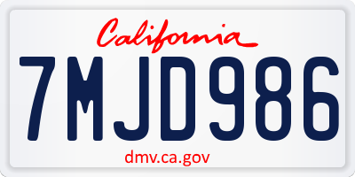 CA license plate 7MJD986
