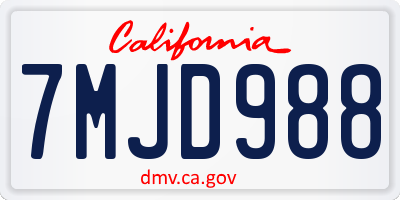 CA license plate 7MJD988