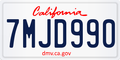 CA license plate 7MJD990