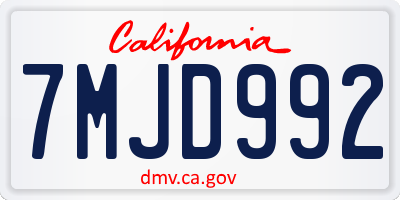 CA license plate 7MJD992