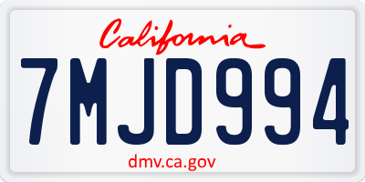 CA license plate 7MJD994