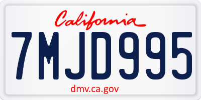 CA license plate 7MJD995