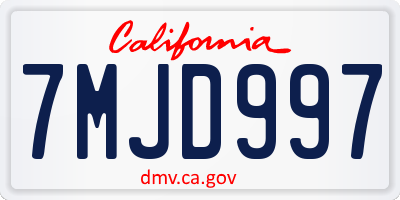 CA license plate 7MJD997