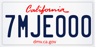 CA license plate 7MJE000
