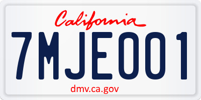 CA license plate 7MJE001