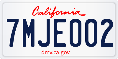 CA license plate 7MJE002