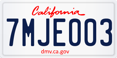 CA license plate 7MJE003