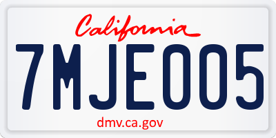 CA license plate 7MJE005