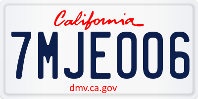 CA license plate 7MJE006
