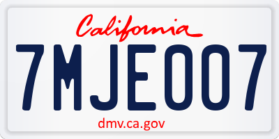 CA license plate 7MJE007