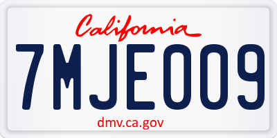 CA license plate 7MJE009